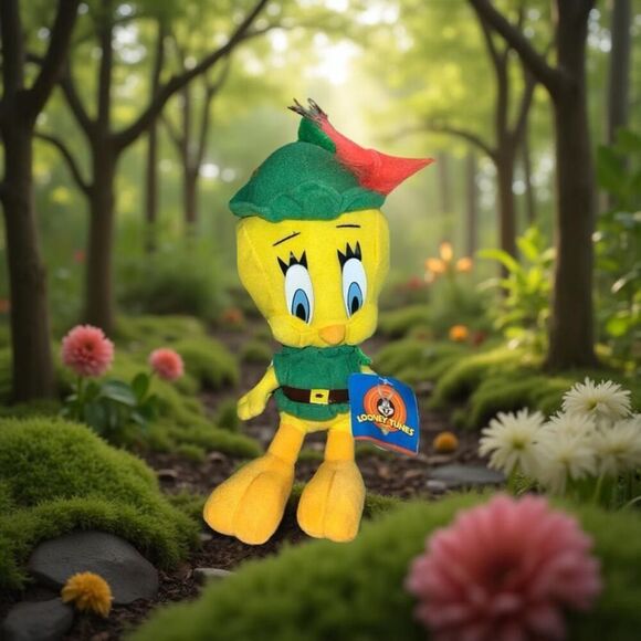 NWT 1997 Tweety Plush Bird Robin Hood Looney Tunes Warner Brothers Plush - Picture 1 of 8